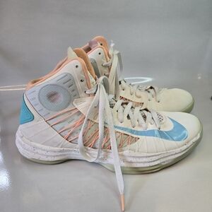 Rare Nike 2012 Hyperdunk+ Sport Pack Sail Calypso Peach Basketball Sneakers 10.5